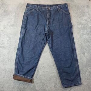 Wrangler Fleece Lined Carpenter Jeans Mens 40x30 Blue Insulated Workwear 94GRWSD